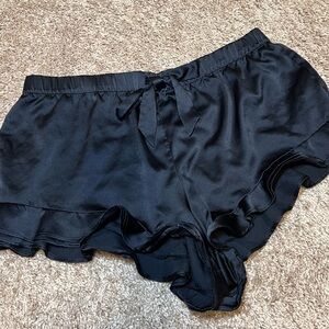 Victoria’s Secret Black Satin Ruffle Shorts
